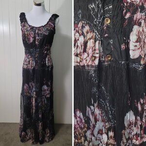 Lapis Anthropology Whimsigoth Fairy Milkmaid Croquette Boho Floral Maxi Dress M